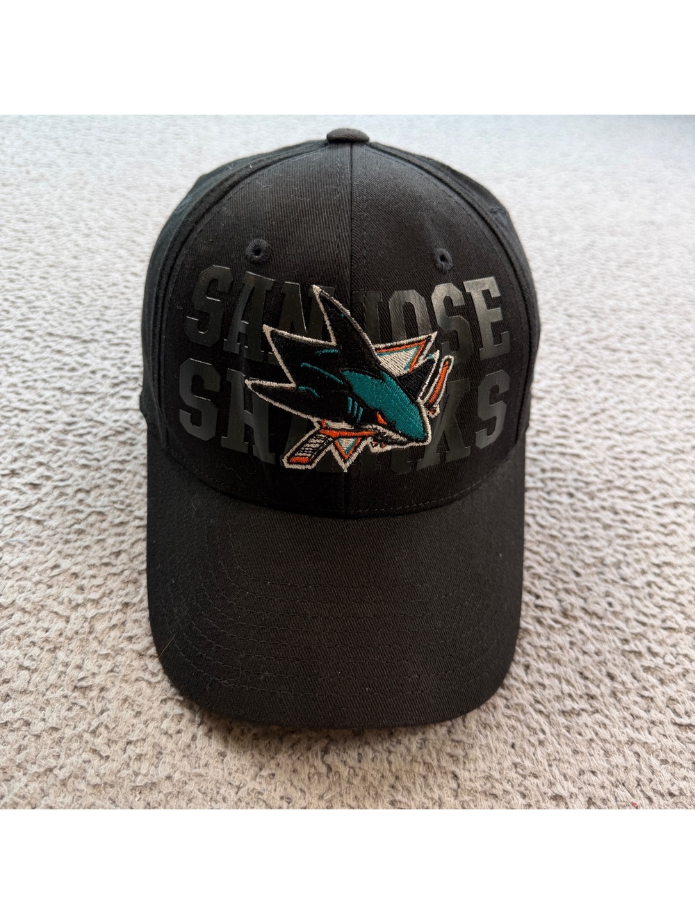 Vintage San Jose Sharks 1991 Old Time Hockey Black Teal NHL Stretch-Fit Hat OSFM